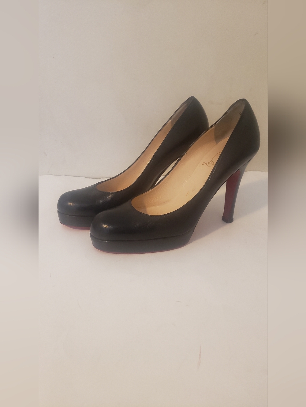 authentic christian louboutin black leather bruges heels Size 37.5